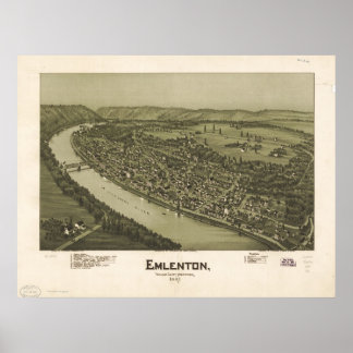 1897 Emlenton, PA Birds Eye Panoramablick Karte Poster