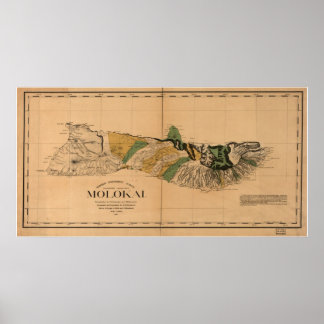 1897 Karte von Molokai - Hawaiianische Insel Poster