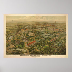 1897 Nashville, TN Centennial Expo Panoramabalkart Poster