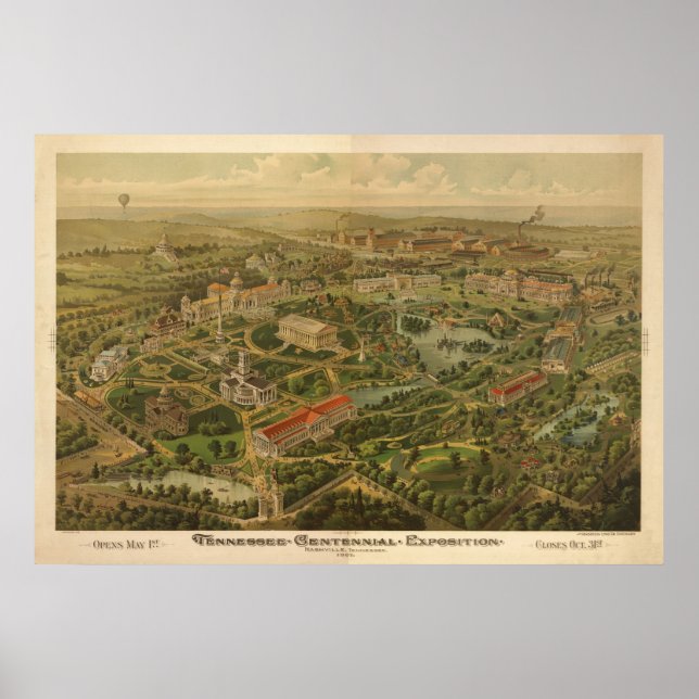 1897 Nashville, TN Centennial Expo Panoramabalkart Poster (Vorne)