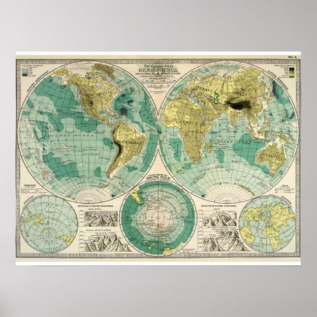 1897 Old World Map - Antique Tra Poster (Vorne)