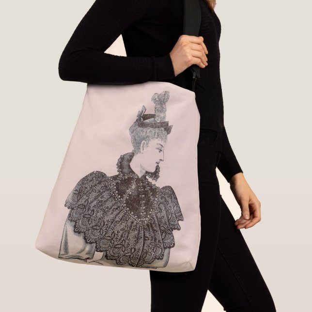 1897 Viktorianische Frauen drucken Tragetaschen Mit Langen Trägern (Von Nahem)