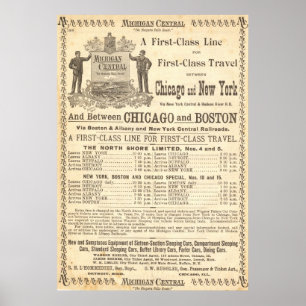 1897 VINTAGER MICHIGAN ZENTRALBAHNPOSTER POSTER