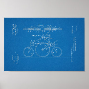 1897 Vintages Fahrrad Patent Blueprint Art Print Poster