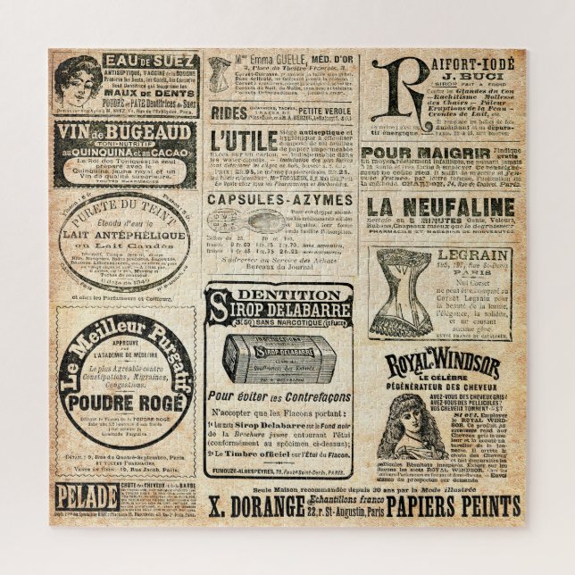 1897 Werbung in der französischen Zeitung Puzzle (Vertikal)
