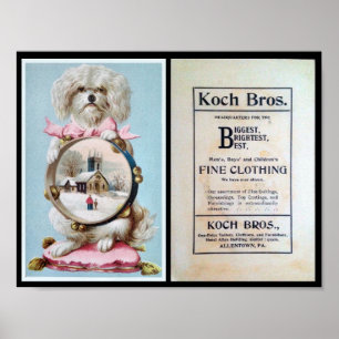 1898, Bekleidungshändler, Hund, Werbung, Vintage Poster