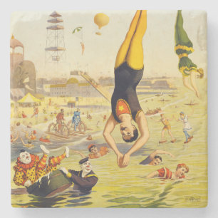 1898 Coney Island Jahrmarktsplakat Steinuntersetzer