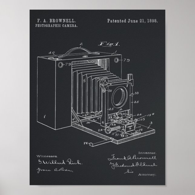 1898 Faltkamera Patent Art Zeichnend Druck Poster (Vorne)