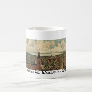 1898 Milwaukee, WI-Vogel-Augen-Ansicht-Tasse Tasse