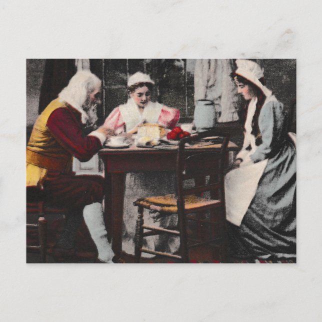 1898 Vintag Erster Erntedank Abendessen Postkarte (Vorderseite)