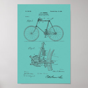 1898 Vintage Bicycle Patent Print Customize Poster
