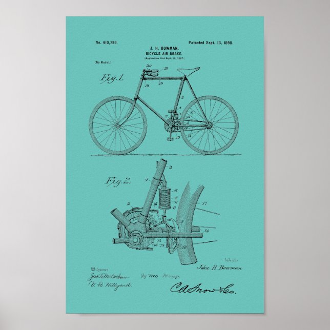 1898 Vintage Bicycle Patent Print Customize Poster (Vorne)