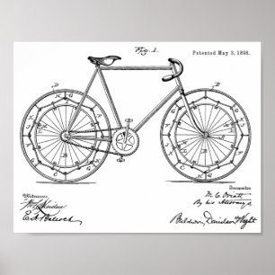 1898 Vintage Fahrradreifen Patent Kunst Druck Poster