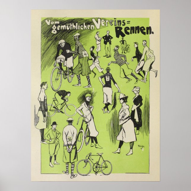1898 Vintager Bicycle Club Races und Art Poster (Vorne)