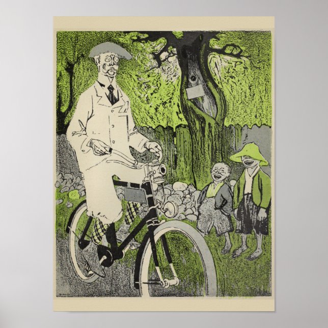 1898 Vintager Fahrradfahrer und Kunstposter Poster (Vorne)