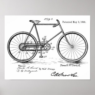 1898 Vintages Fahrradpatent Art Print Customize Poster