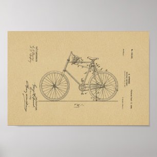 1898 Vintages Fahrradpatent Art Printwerbung Poster