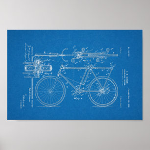 1898 Vintages Fahrradpatent ohne Ketten Art Print Poster