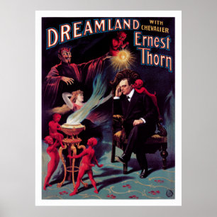 1899 Ernest Thorn Vintag Magician Poster wiederher