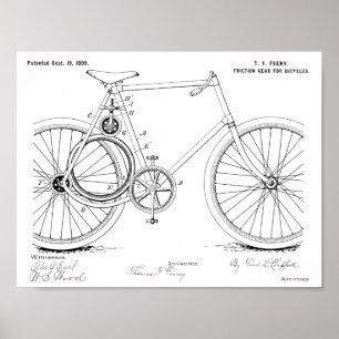 1899 Fahrradgetriebe-Patent Kunst Zeichnung Druck Poster