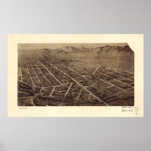 1899 Fort Collins, CO Birds Eye Panoramablick Kart Poster (Vorne)