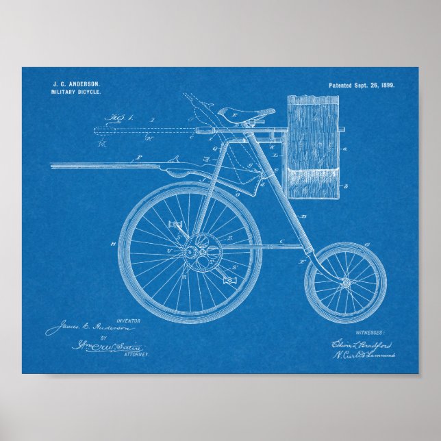 1899 Militärradpatent Art Zeichnend Print Poster (Vorne)