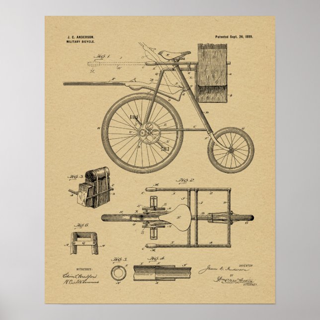 1899 Militärradpatent Art Zeichnend Print Poster (Vorne)