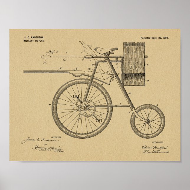 1899 Militärradpatent Art Zeichnend Print Poster (Vorne)