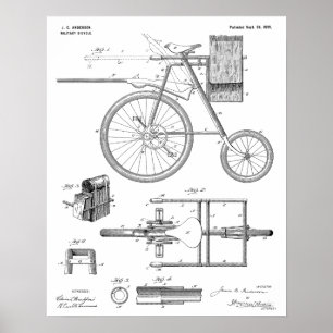 1899 Militärradpatent Art Zeichnend Print Poster