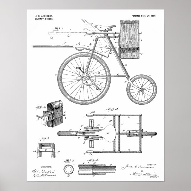 1899 Militärradpatent Art Zeichnend Print Poster (Vorne)