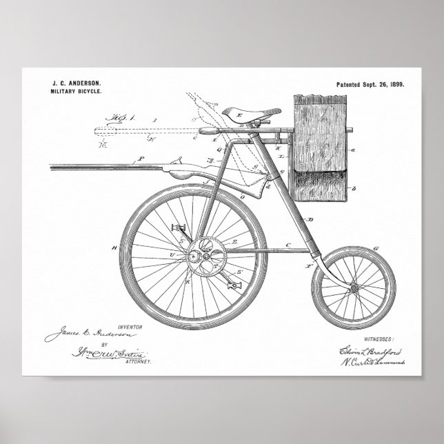 1899 Militärradpatent Art Zeichnend Print Poster (Vorne)