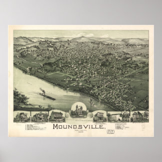 1899 Moundsville, WV Bird's Eye View Panoramablick Poster