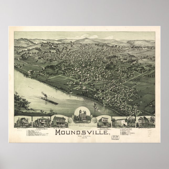 1899 Moundsville, WV Bird's Eye View Panoramablick Poster (Vorne)