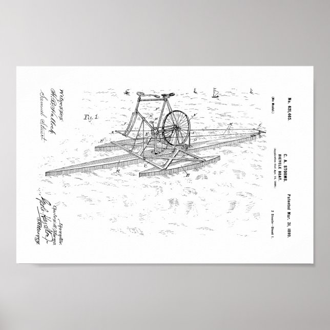 1899 Vintages Fahrradboot Patent Art Printwerbung Poster (Vorne)