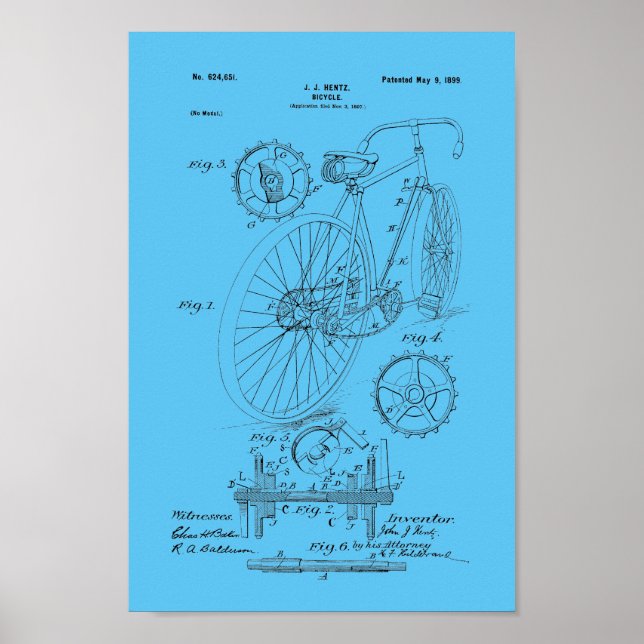 1899 Vintages Fahrradpatent drucken individuell an Poster (Vorne)
