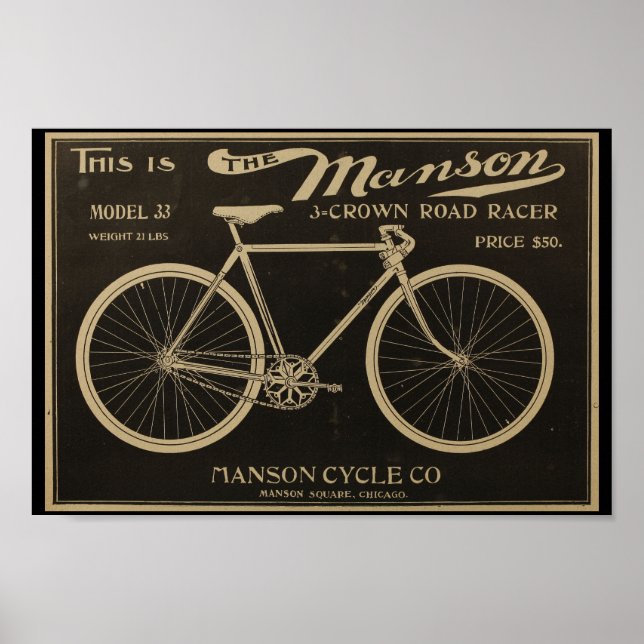1899 Vintages Manson Bicycle Ad Art Poster (Vorne)