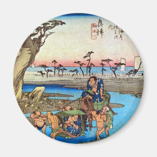 18. 興 宿, 広 重 Okitsu-juku, Hiroshige, Ukiyo-e Magnet