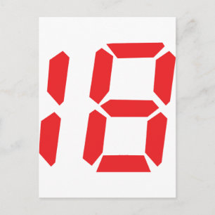 18 achtzehn rote Wecker digitale Nummer Postkarte