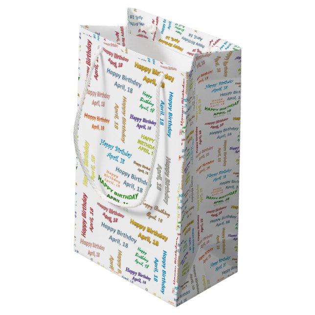 18. April Geburtstagsgeschenktasche Kleine Geschenktüte (Rückseite Schrägansicht)