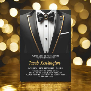 18. Black and Gold Tuxedo Geburtstagsveranstaltung Einladung