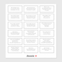 18 Einzeladressen für den Namen eines Hochzeitgäst