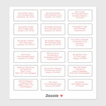 18 Einzeladressen für die Hochzeit Rot