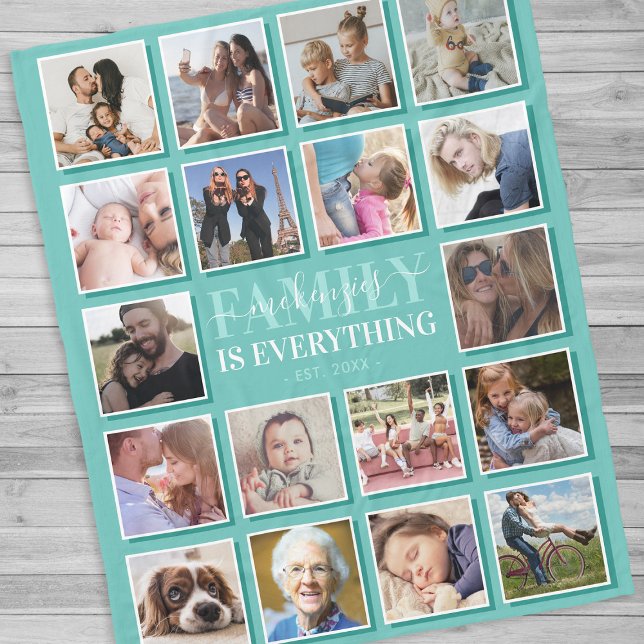 18 Familienname für Fotocollage Aquamarin Fleecedecke (Von Creator hochgeladen)
