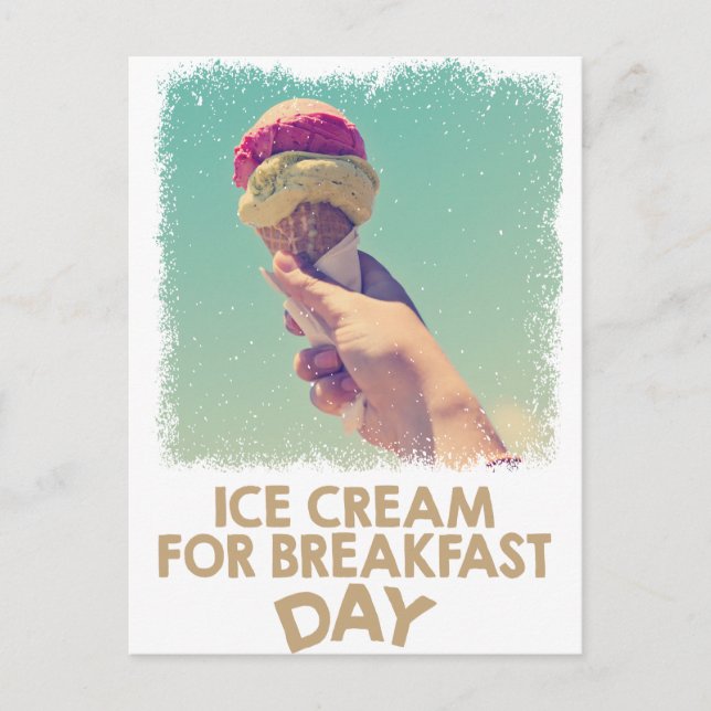 18. Februar - Eis zum Frühstück essen Postkarte (Vorderseite)