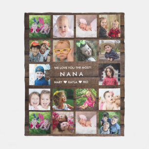 18 Foto Collage Dark Wood Liebe You Nana Fleecedecke