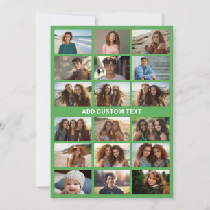 18 Foto-Collage-Ersteller - mit 1 Zeile Text Grün Feiertagskarte