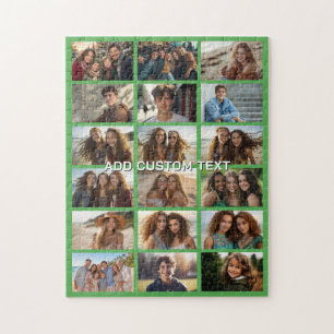 18 Foto-Collage-Ersteller - mit 1 Zeile Text Grün Puzzle