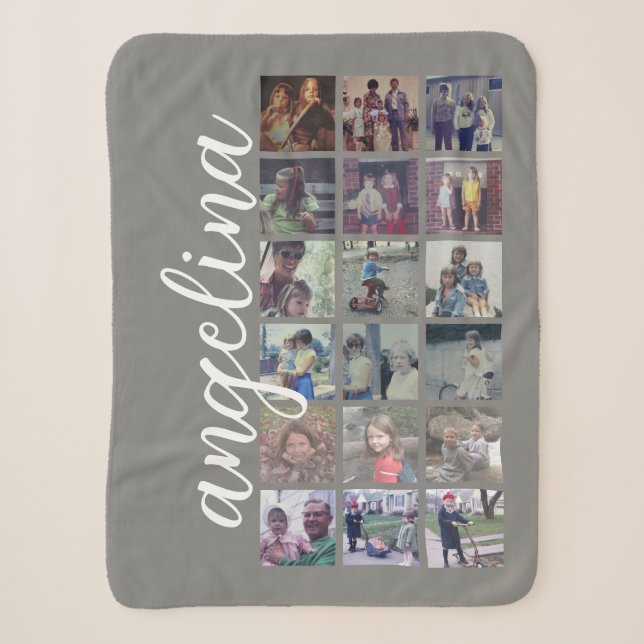 18 Foto-Collage mit großer Schrift und neutralem H Sherpadecke (Vorderseite)