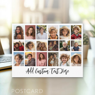 18 Foto-Collage mit schwarzem Text auf Weiß Postkarte