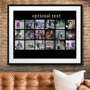 18-Foto-Collage mit weißem Text auf Schwarz Poster
